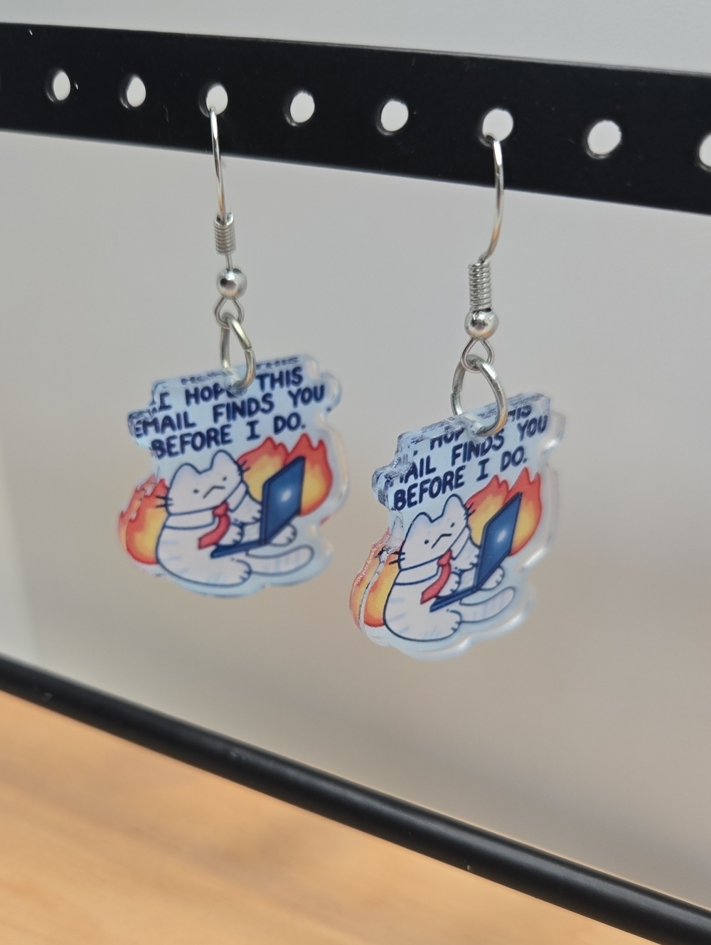 Cute Cat on Laptop Acrylic Dangle Earrings